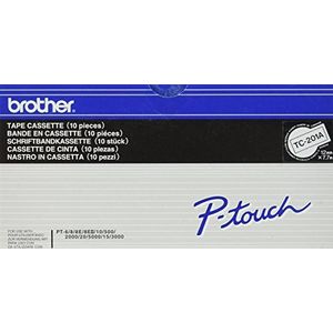 Brother TC201A PTOUCH gelamineerde tape, 12 mm/7,7 m, wit/zwart