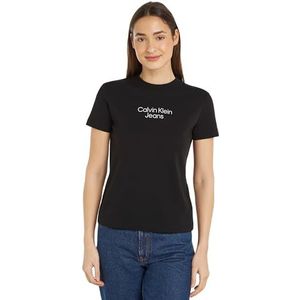 Calvin Klein Jeans Stacked Institutional Reg Tee J20j223222 T-shirts met korte mouwen voor dames, Zwart (Ck Black)