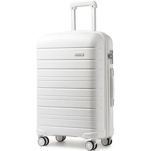 Kono Lichte harde koffer van 61 cm met TSA-slot en 4 zwenkwielen (wit) wit, M (Medium 24 inch), medium harde koffer, Wit., Middelgrote harde koffer