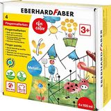 Eberhard Faber 578802 EFA Color Metallic vingerverfset met 4 blikjes van elk 100 ml, sneldrogend en wasbaar, voor het mengen en creatief tekenen