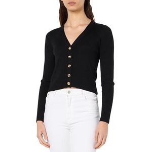 Pinko Tilacino Cardigan Soie Coton Logo en Transparence Pull Femme, Z99_Noir Limousine, XXS