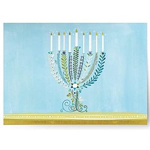 Designer Greetings Hanukkah-kaartenbox met verlicht menorah-motief met enveloppen, 18 stuks