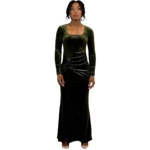 BALOU Robe longue en velours pour femme, vert émeraude, 40