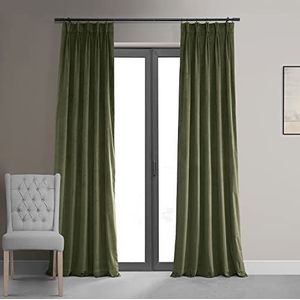 HPD Half Price Drapes Signature VPCH-190622-84-FP gordijnen met potlood, velours, 63,5 x 213,4 cm, jagergroen