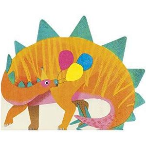 Talking Tables 16 stuks kleurrijke papieren servetten in de vorm van een stegosaurus voor kinderverjaardagsfeest, uniseks, voor jongens of meisjes