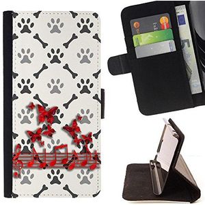 BeanShells [ Microsoft Lumia 850 Case [ Flip Cover Leather Wallet ] - Butterfly Note Dog Paw Bone