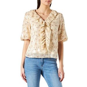 Cream crangelica dames blouse, vintage tuin pailletten
