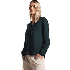 STREET ONE Basic blouse in effen kleur, dennengroen, 38, Fir Groen