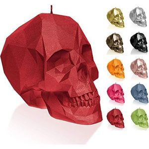 Candellana Kaars met kleine schedel ""Low Poly | hoogte 12 cm | rood | doodskop | handgemaakt in de EU
