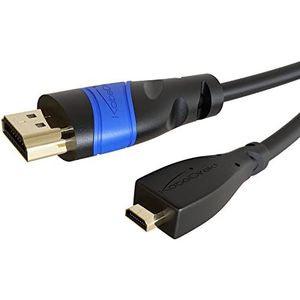 KabelDirekt 3M Micro HDMI-kabel (HDMI naar Micro HDMI, bidirectioneel, 4K @60Hz voor Ultra HD High Speed met Ethernet compatibel HDMI 2.0/1.4 voor tablets/camera's/Raspberry Pi, zwart)