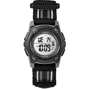 Timex Digitaal kinderhorloge met 35 mm dubbellaagse nylon armband, zwart/grijs, TFV8, Zwart/Grijs, TFV8