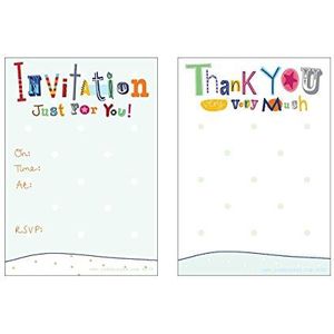 Jodds Set van 8 glinsterende feestuitnodigingen met 8 glitter-bedankkaarten