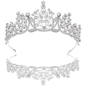 Schneespitze Prinsessenkrans van kristal, bruiloftskrans, tiara voor bruiloft, huwelijksceremonie, podiumoptredens, Legering, Cinnaber
