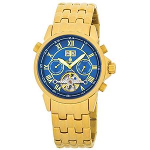 Burgmeister - BM118-239 – herenhorloge – automatisch – analoog – armband van roestvrij staal, blauw/goud, armband, Blauw/Goud, armband