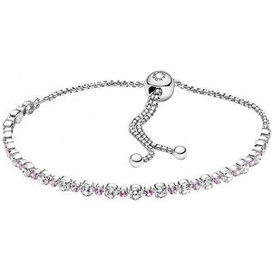 PANDORA Armband ""Glitter roze stenen"" zilver 599377C02-23 cm, 23, edelmetaal, zirkonia, Metaal, zirkoniumoxide