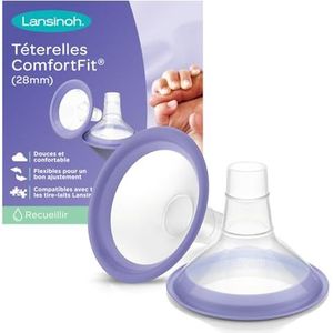 Lansinoh 2 x Comfort Fit fopspeen voor melkpomp, 28 mm