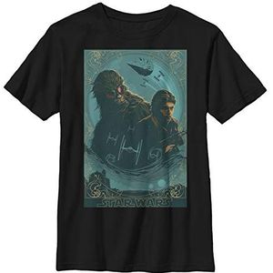 Solo: A Star Wars Story Boys' Ornate Han Chewie Frame T-shirt, zwart, XS, zwart.