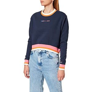 Tommy Jeans Tjw Regular Crop Tipping Crew Trainingspak voor dames, Twilight Navy