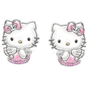 Kaguyo Zilveren Oorbellen Vrouwen Hello Kitty 925 Sterling Zilver Oorbellen Cute Kat Zirkonia Oorbellen Voor Vrouwen Meisjes Kinderen, kubieke zirkonia, Kubieke zirkonia