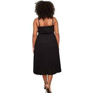 TRENDYOL Dames gebreide halflange jurk - grote maten zwart 4XL, zwart.