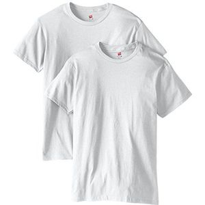 Hanes Set van 2 Nano katoenen T-shirts voor heren, Wit.