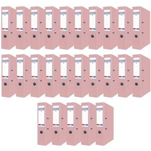 DONAU Premium 25 stuks A4/75 mm/7,5 cm pastelroze PP-kunststof hoes/papier/bureaumap van metaal randbescherming / ideaal voor kantoor en school / groene stip