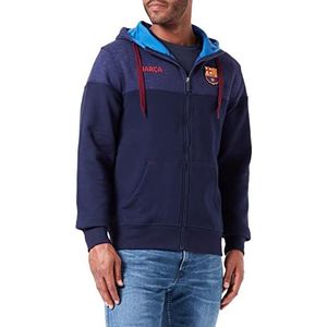 FCB Sudadera Abierta Capucha Nº 2 (Nuevo Diseño) Sweatshirt met capuchon voor heren, Navy Blauw