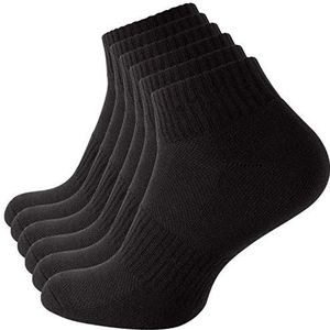 STARK SOUL 6 paar sportsokken heren dames sportsokken met badstof zool korte sokken wit zwart grijs, zwart.