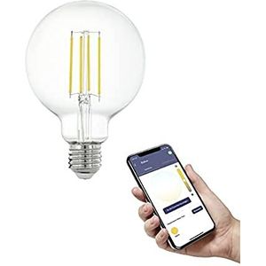 EGLO connect.z Ledlamp E27, G95, ZigBee, bestuurbaar via app en spraakbediening, dimbaar, warm wit, 806 lumen, 6 watt, transparant, vintage design