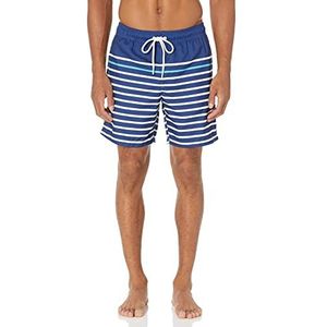 Amazon Essentials Sneldrogende zwemshorts voor heren, 17,8 cm, donkerblauwe strepen, maat M