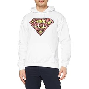 DC Comics DC0000416 heren sweatshirt DC Comics Long Sleeve Hoodie Superman Shatter Logo, Wit.