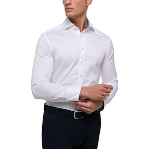 Eterna Herenhemd lange mouwen slim fit zachte keperstof wit uni 15 wit 38, Wit.