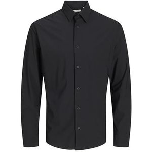 Jack & Jones Jprblaactive Stretch Shirt L/S Sn Vrijetijdshemd voor heren (1 stuk), zwart/pasvorm: slim fit