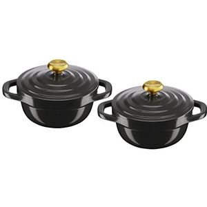 Tefal Air Set van 2 mini-braadpannen 11 cm, inhoud 0,45 l, licht gegoten aluminium, veilige keramische coating, condensatiedeksel, robuust, alleen ovenbestendig E255S204
