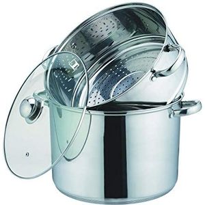 Kamberg 0008072 Couscous-pan 3-in-1 – diameter 26 cm – 10 liter – hoogwaardig roestvrij staal – deksel van glas – voor alle warmtebronnen inclusief inductie