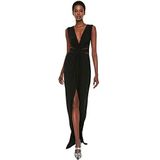Trendyol Trendyol Dames Glam Maxi Shift Regular Fit Knit Evening Dress Dames (1 stuk), zwart.