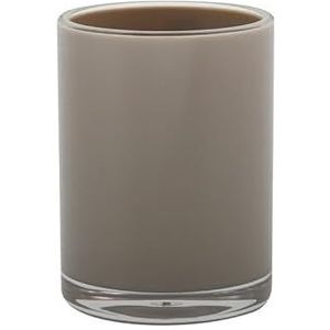 MSV Badkamer drinkbeker/tandenborstelhouder Aveiro - PS kunststof - beige - 7 x 9 cm