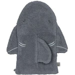 LÄSSIG Wash Glove GOTS Shark washandje voor kinderen, badstof, katoen/play wash handschoen