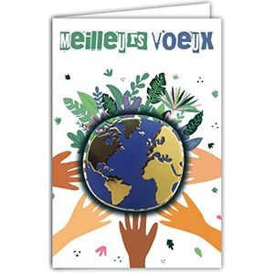 Afie 61-6020 Kaart met envelop en collage in Relax Planet Aarde in goud glanzend, wensen voor een goed jaar, ecologische wensen, biodiversiteit, waterdicht