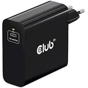 Club3D CAC-1914 oplader 140 W GaN-technologie, enkele USB Type-C-poort, ondersteunt Power Delivery (PD) 3.1