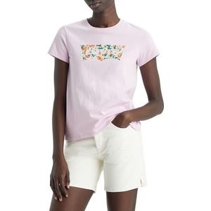 Levi's The Perfect T-shirt voor dames, Bloemenlogo - lavendelroze