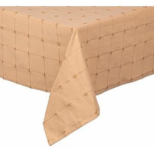Tafelkleed beige en goud, 140 x 180 cm, van katoen en polyester, 8-zits, gouddraad, borduurwerk, XMas