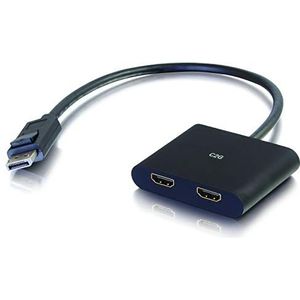 C2G 84293 DisplayPort 1.2 op Dual HDMI 4K Dual Monitor MST, DP Multi-Stream Transport (MST) splitter voor meerdere monitoren, zwart