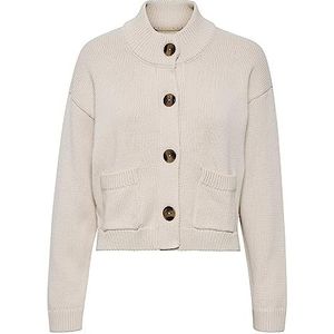 Part Two Women's Cardigan High Neck Buttons Pockets Long Sleeves Regular Fit Pull Femme, Whitecap Gris, XL