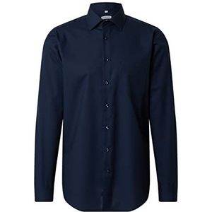 Seidensticker Heren Tailored Fit Business Overhemd Kent Kraag, Lange Mouw, Donkerblauw