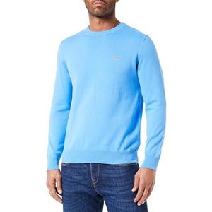 GANT Klassieke katoenen C-hals heren sweater, Pacific Blue.