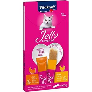 Vitakraft Jelly Lovers - Kattentraktatie in gelei met vlees, 6 x 15 g