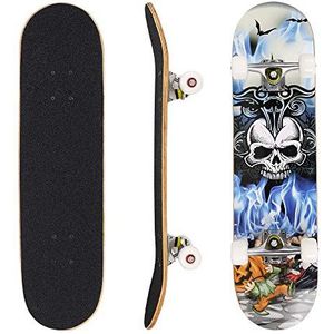 Hikole Compleet skateboard, Pro 71 cm, skateboard, voor jongeren, beginners, meisjes, kinderen, volwassenen, skateboard van 7 lagen esdoornhout