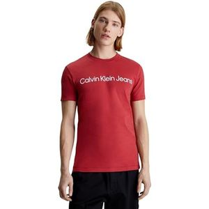 Calvin Klein Jeans T-Shirt Manches Courtes Institutional Logo Slim Fit Homme, Rouge (Garnet), XL