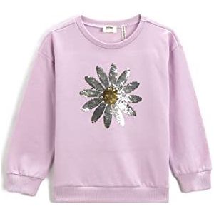 Koton Sweat-shirt à manches longues et col rond pour fille, Violet (353), 5-6 ans